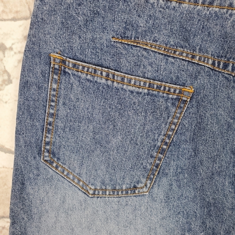 Vintage Midi Denim  Skirt 13 Blue Fade Front Slit Cotton Ginny Coastal Festival - Picture 8 of 10